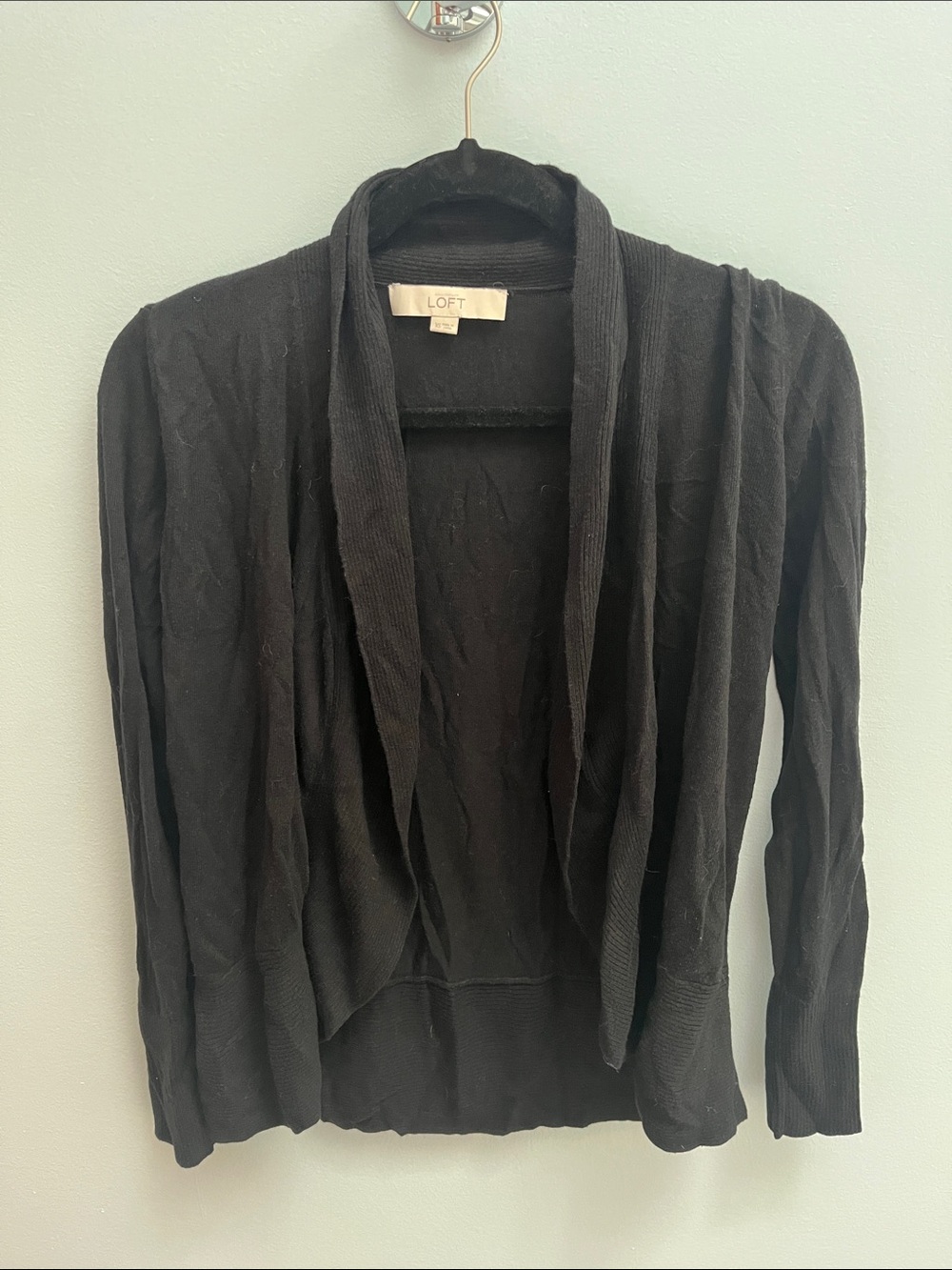 LOFT Black Draped Open-Front Women's Cardigan